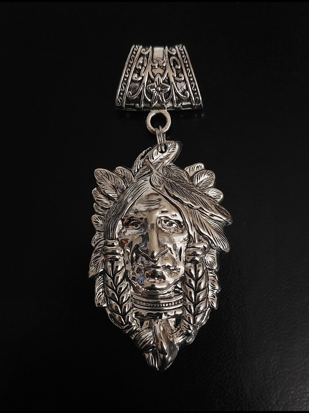 Native Chief Silver Necklace Pendant - Men Women Jewelry Accessories